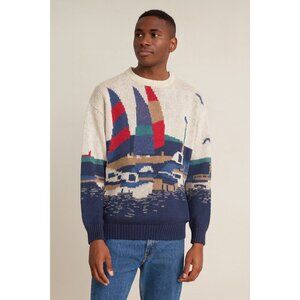 Vintage Sundog Martha’s Vineyard Sailboat Sweater | 80s Coastal Knit Art Scene |